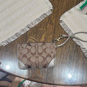 Coach Brown and Tan Wristlet